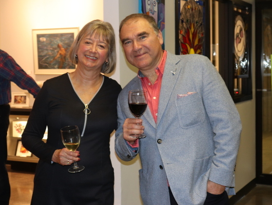 Starr and Tarry Shebesta at the Artclectic Gallery's Crazy 8's Exhibition opening reception