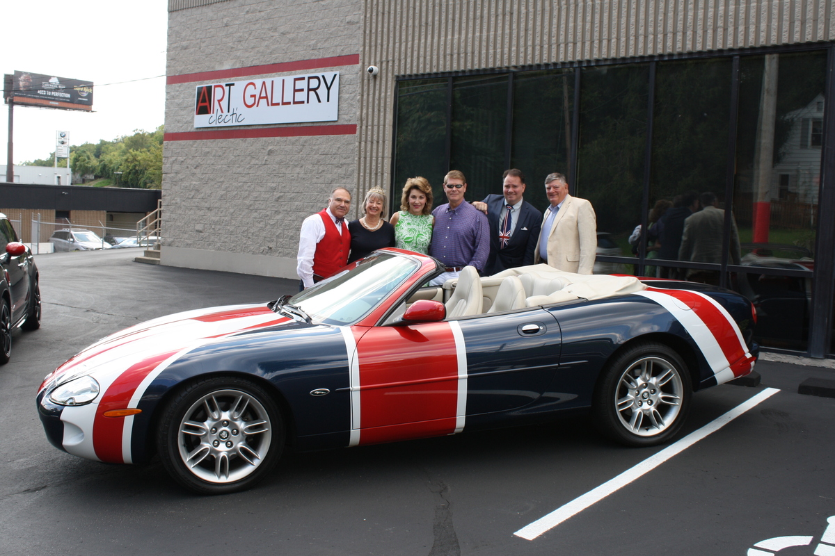 British flag jaguar convertible